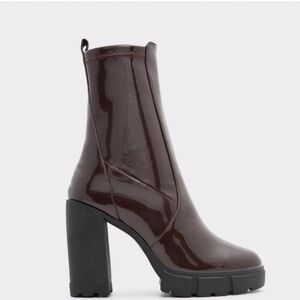 NEW! ALDO Llanna Patent Lug Sole Heel Boots 6.